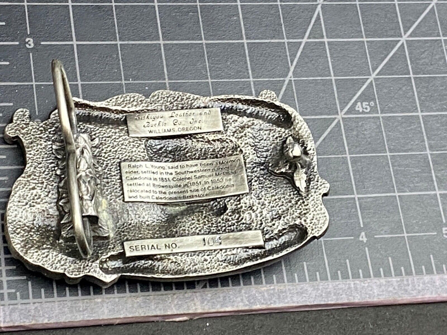 Vintage Founder’s Days Caledonia MN Siskiyou belt buckle - Ralph L Young -elder 