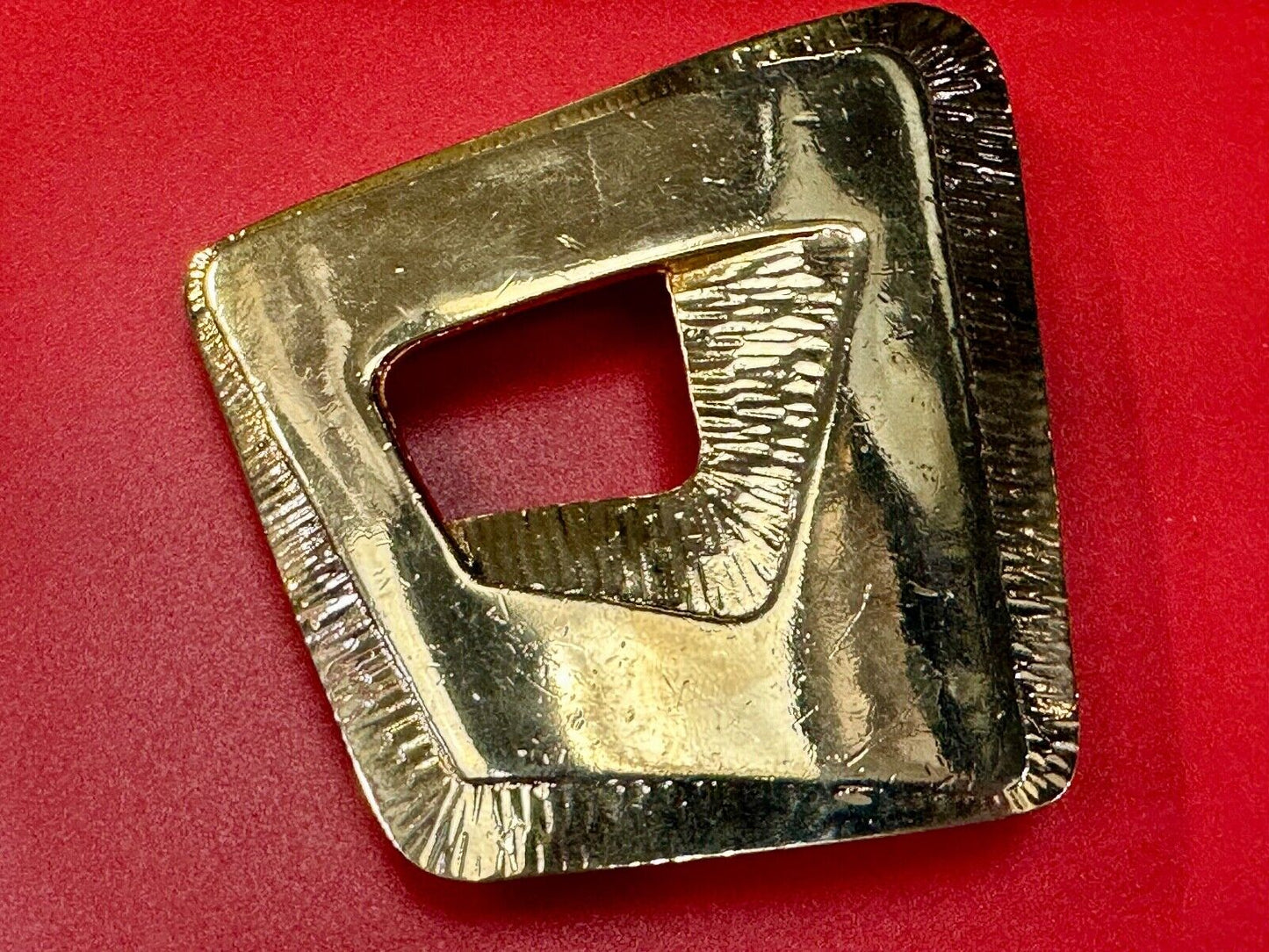 Abstract Open Work Cut Out  Brass Tone Hippy Boho Belt Buckle