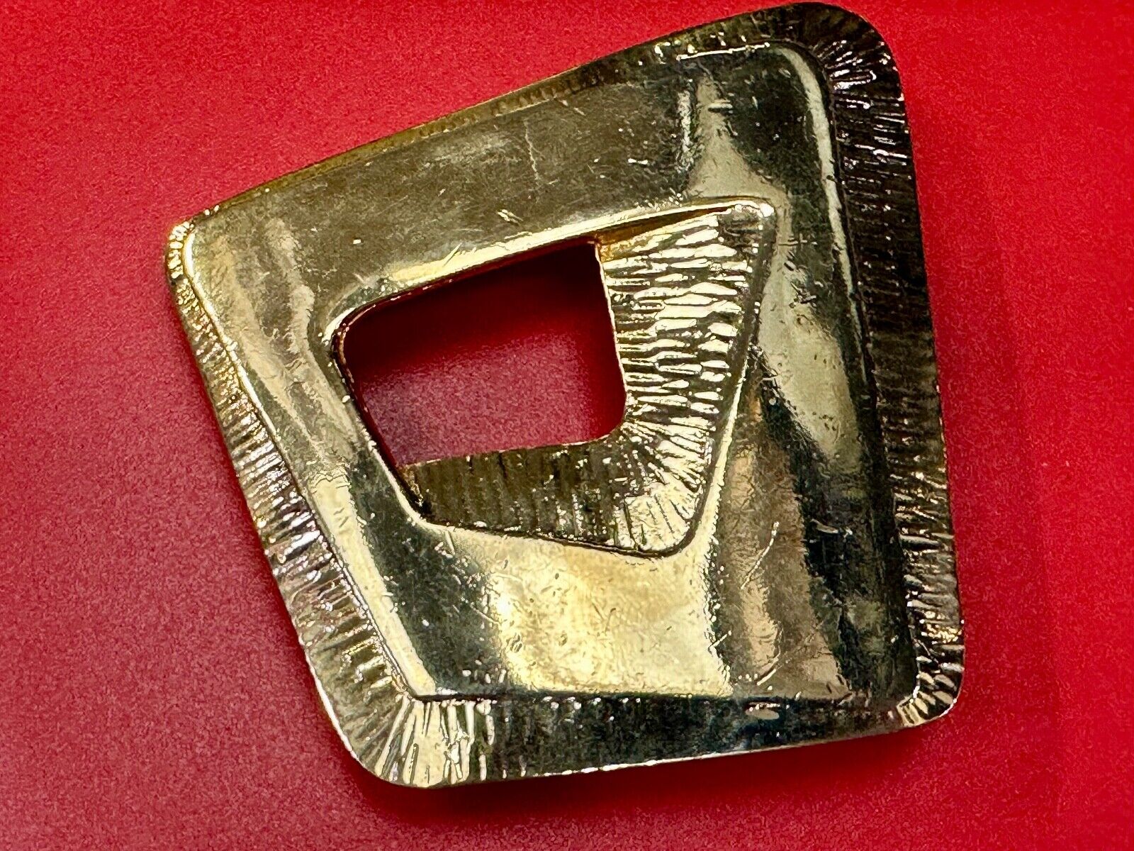 Abstract Open Work Cut Out  Brass Tone Hippy Boho Belt Buckle