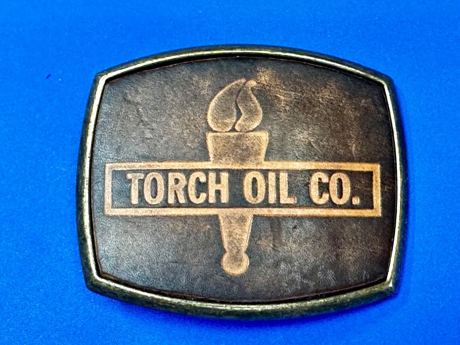 Torch Oil Company gas mine drilling refinery Vintage El-Cid Belt Buckle