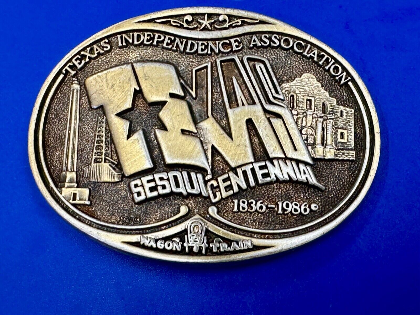 Texas State Sesquicentennial 150 year celebration solid brass ADM belt buckle