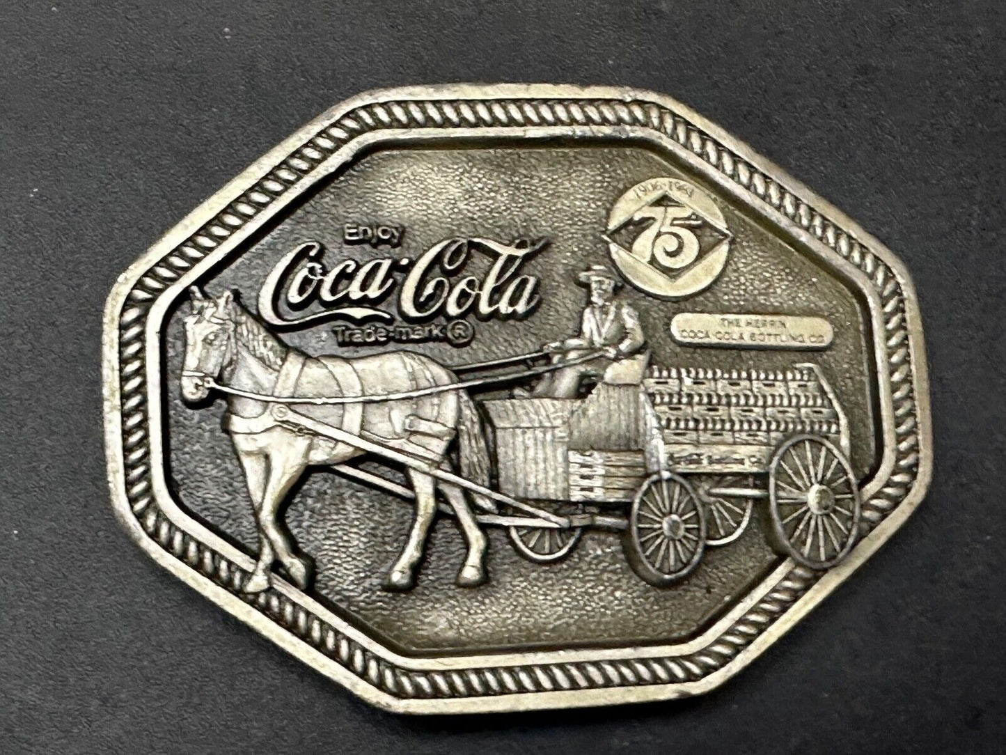 Vintage 1980 Coke a cola Belt Buckle Markatron Inc