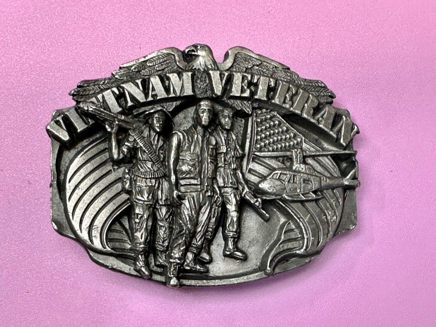 Vietnam Veterans Military Army Hero Vintage 1980's Pewter Siskiyou Belt Buckle
