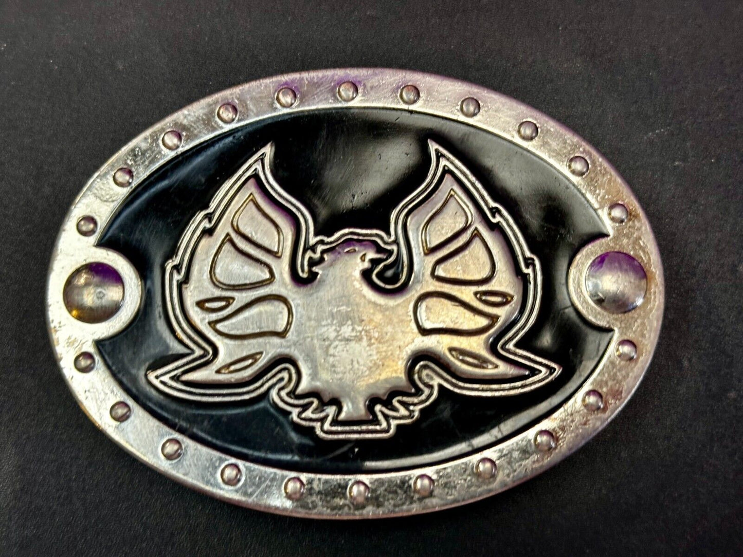 American Pride Flying Patriotic Bald Eagle Studded Oval Belt Buckle