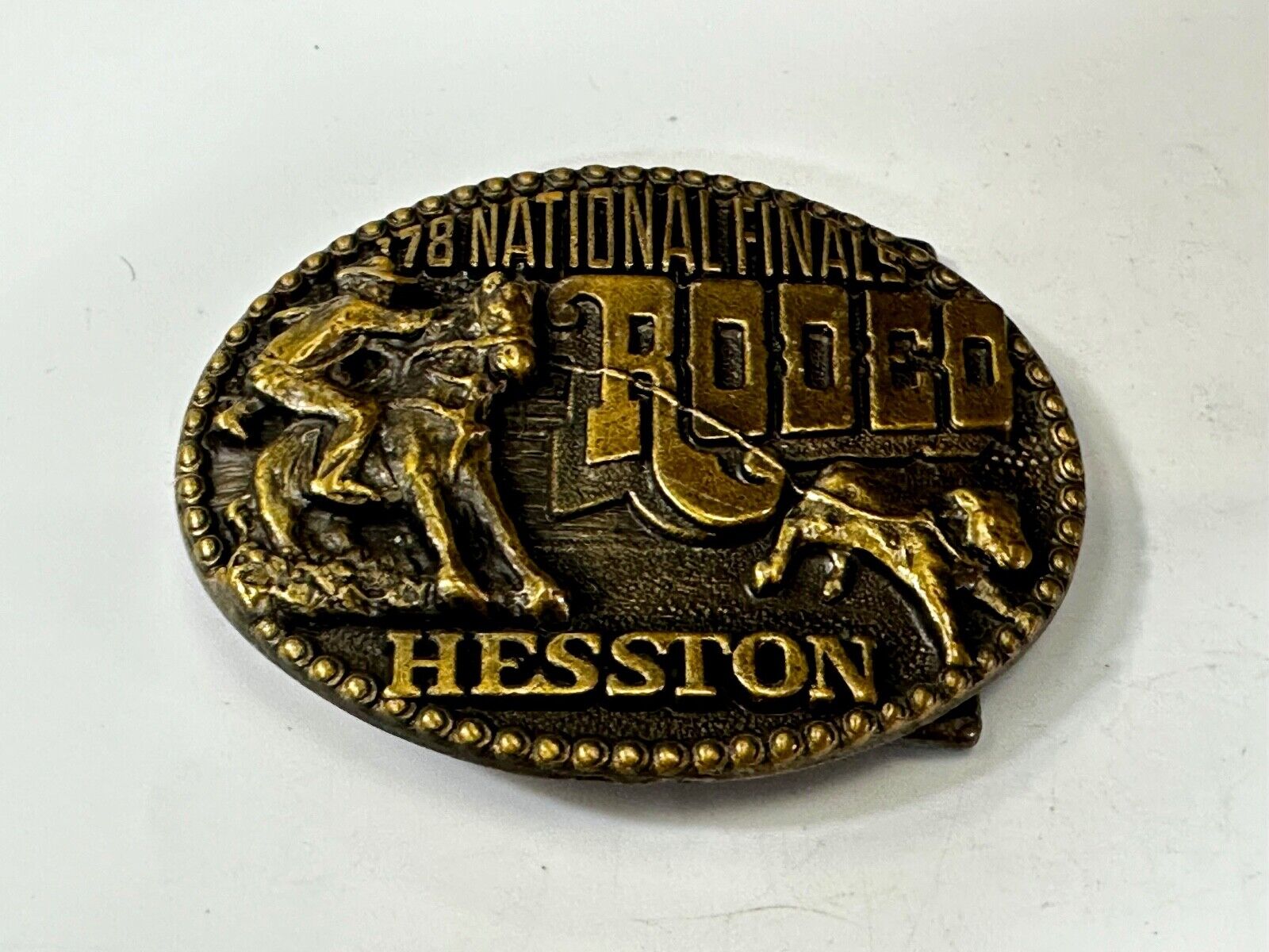 1978 National Finals Rodeo Hesston NFR Fourth Edition Collectors Belt Buckle