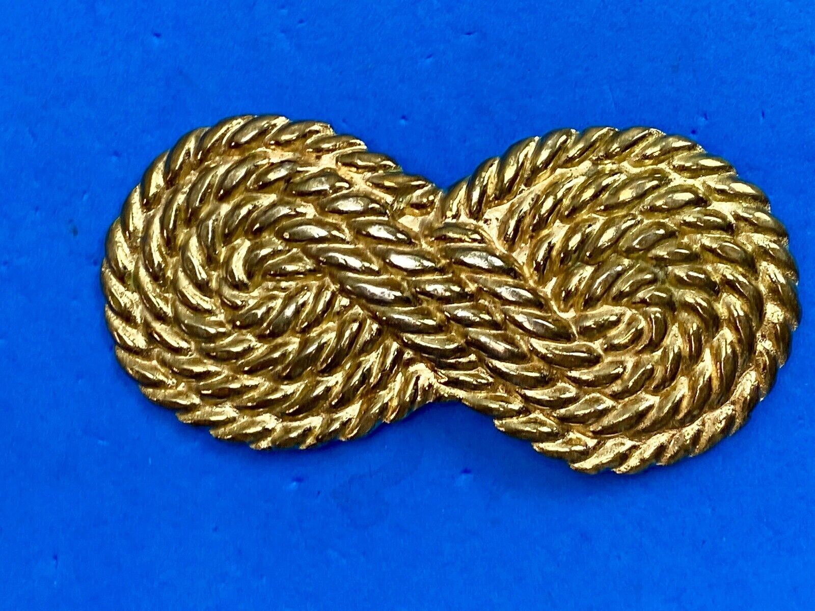 Vintage gold tone 4.5"  ROPE pattern Scarf shoe purse Belt Buckle Clip 