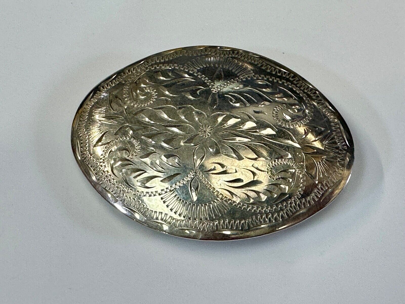 Beautiful Western Flair 3.5" wide engraved oval belt buckle