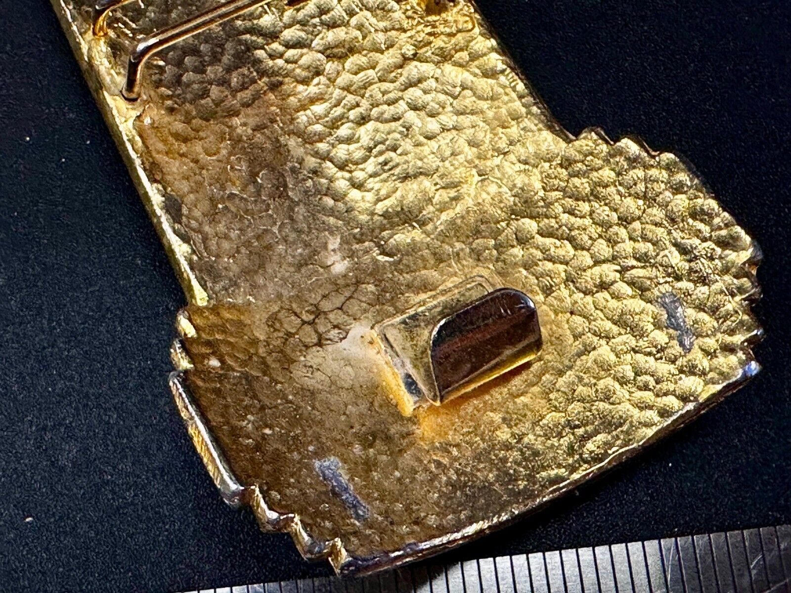 6" Wide Two Piece interlocking Gold Tone Vintage Belt Buckle by Dotty Smith