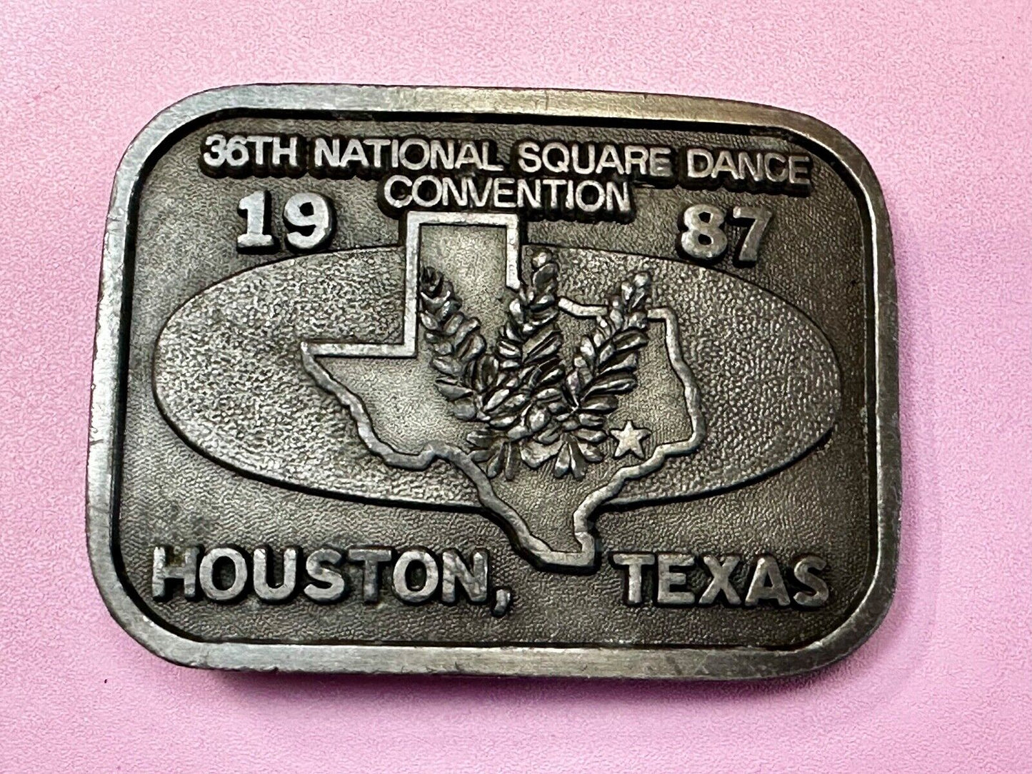 36th National Square Dance Convention 1987 Houston Texas Metal Belt Buckle