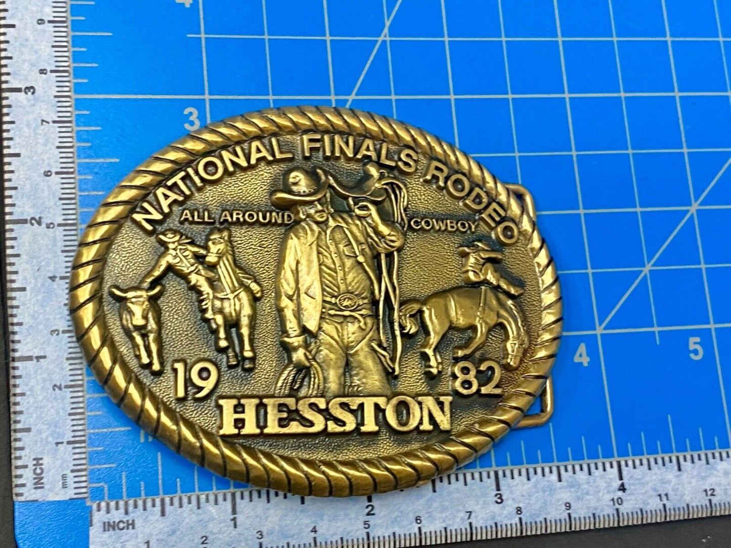 1982 HESSTON National Finals Rodeo All Around Cowboy Western 8th belt buckle