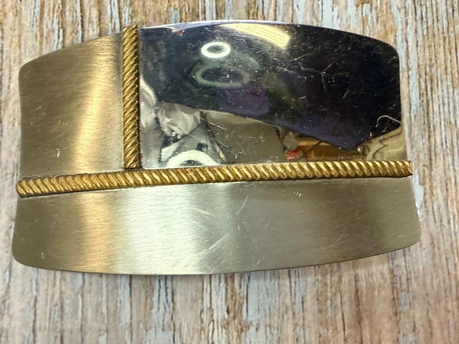 Vintage Gold Rope Design Reflective Nickel Silver Belt Buckle
