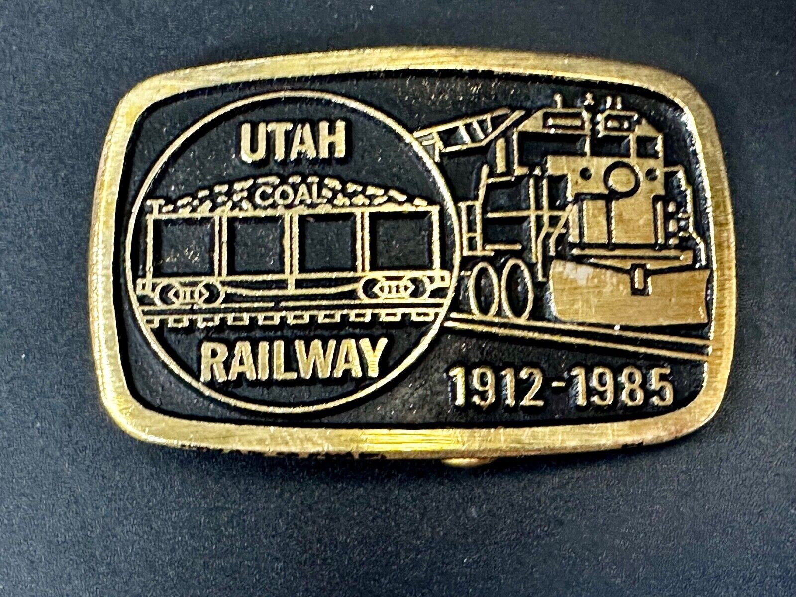 UTAH Railway Train Commemorative Solid Brass VTG 1985 Belt Buckle by DynaBuckle