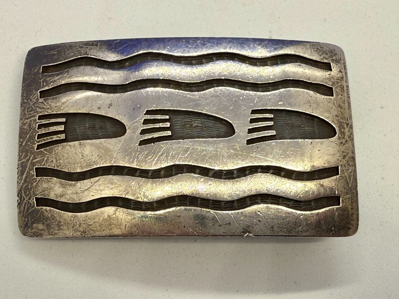 Bear Paw Print Native American Indian Art Pattern Belt Buckle - See Makers Marks