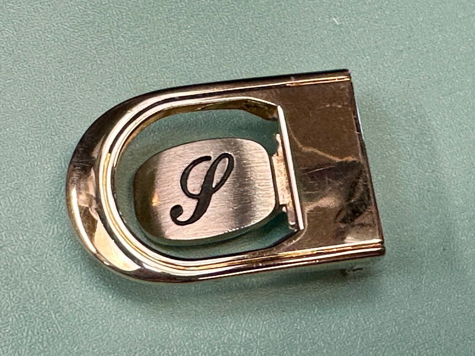 Vintage Letter monogram Initial P - Two Tone swinging belt buckle