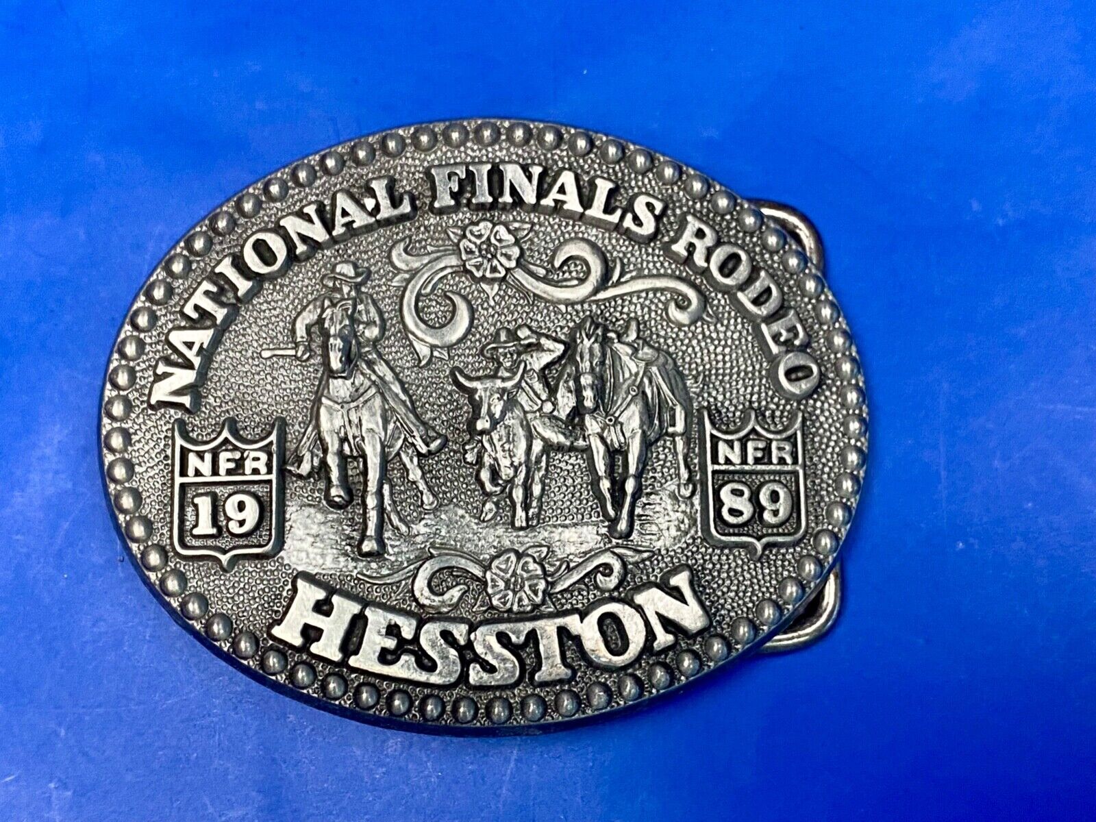 1989 Youth Size Nfr National Finals Rodeo Western Belt Buckle