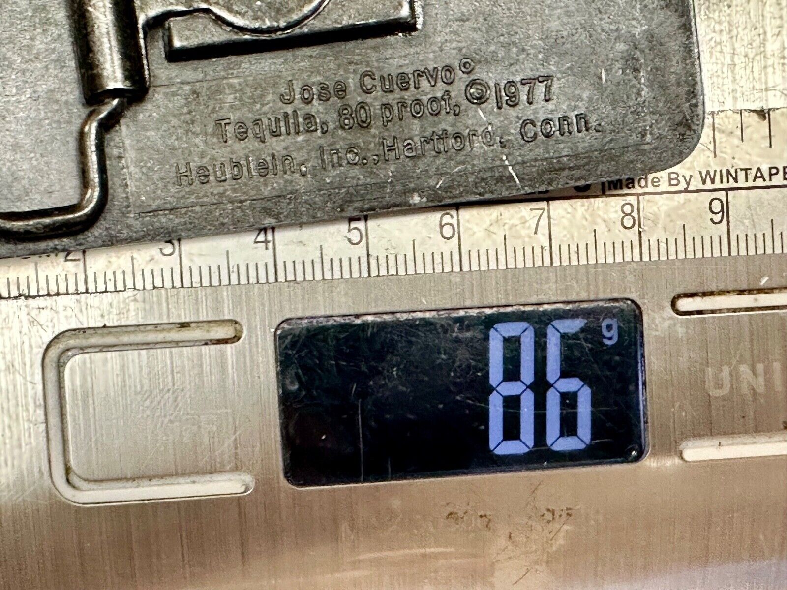 80 Proof!  JOSE CUERVO TEQUILA VINTAGE 1977 BELT BUCKLE HARTFORD CT ORIGINAL