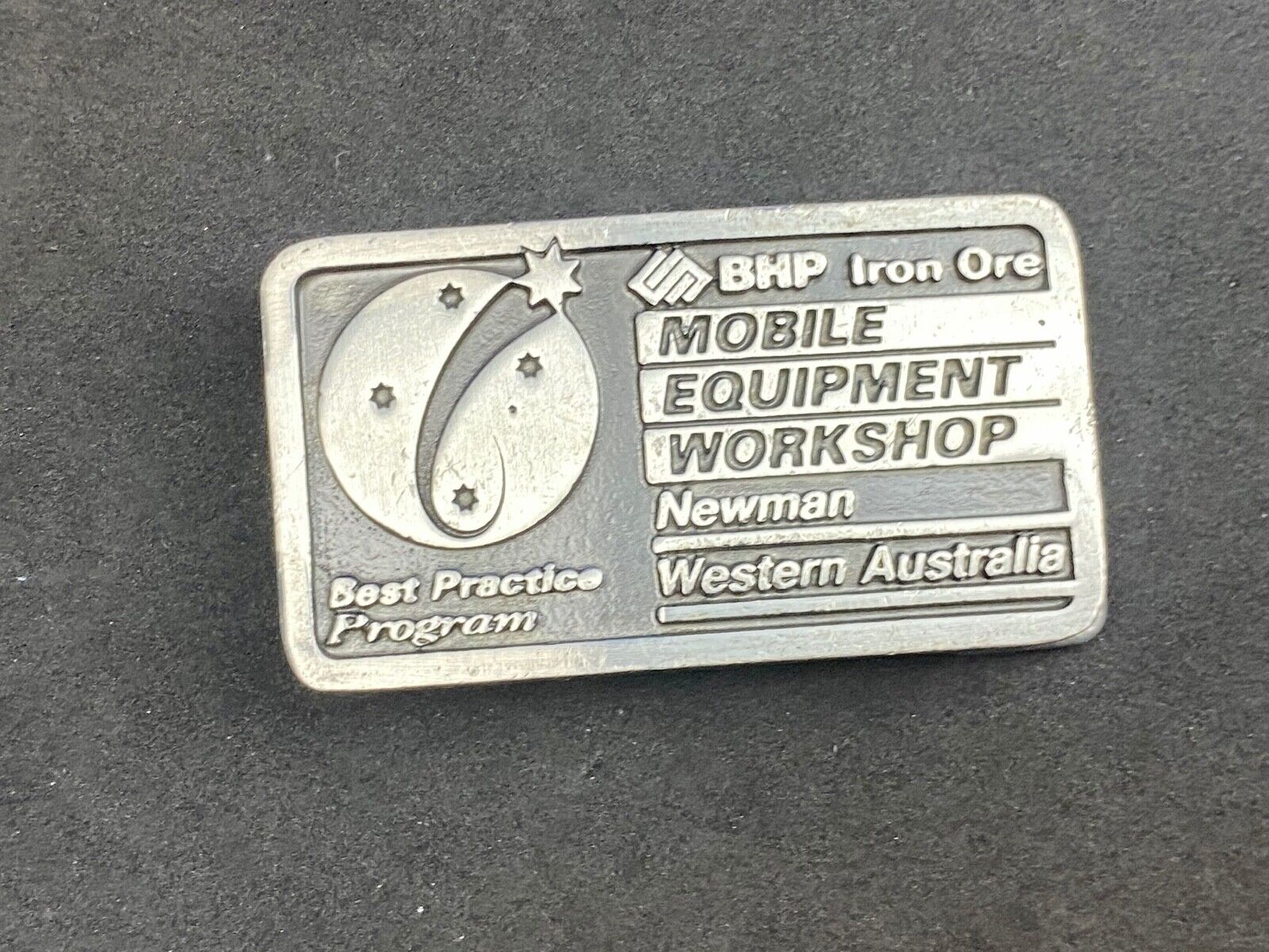 BHP Iron Ore  Mobile Equipment Workshop  Newman, Western Australia belt buckle 