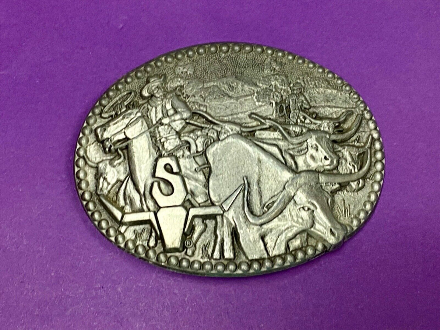 Vintage Award Design Medals Zee Series Rodeo Cowboys Belt Buckle 