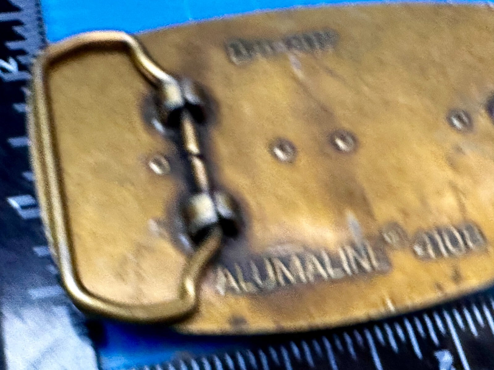 #4108 Train Locomotive Railroad Vtg. Leather on Metal Alumaline Belt Buckle