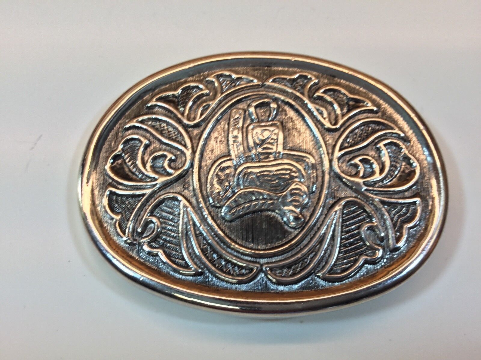 VINTAGE AVON MENS BELT BUCKLE w/ HORSE SADDLE