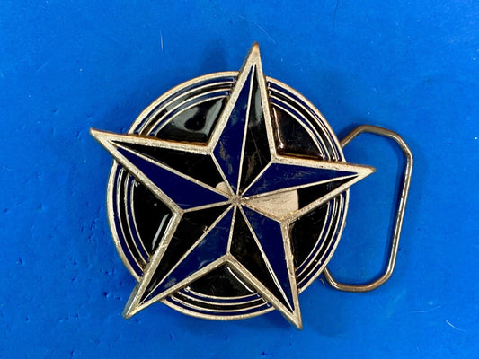 2002 Great American Products Back Star Coming From Round Pewter Belt Buckle