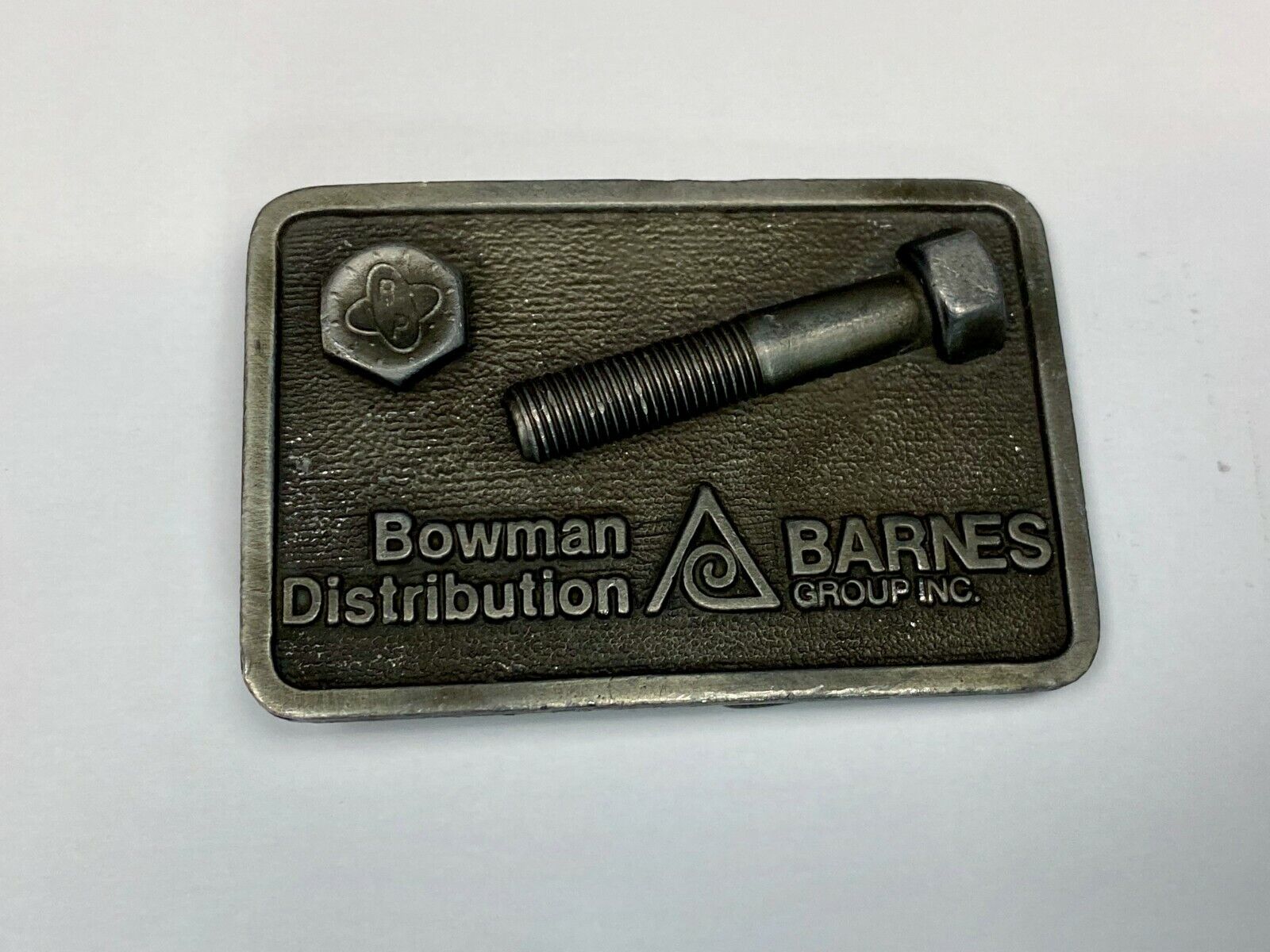 VINTAGE 1970s **BOWMAN DISTRIBUTION BARNES GROUP INC.** BELT BUCKLE 