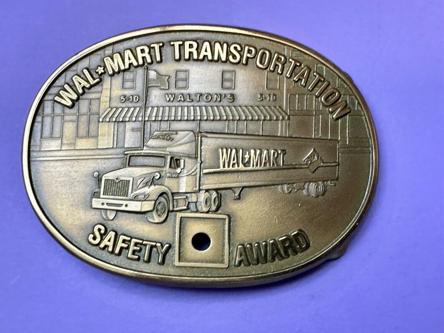 510 Waltons AR Walmart Transportation Semi Driver Safety Award Brass Belt Buckle