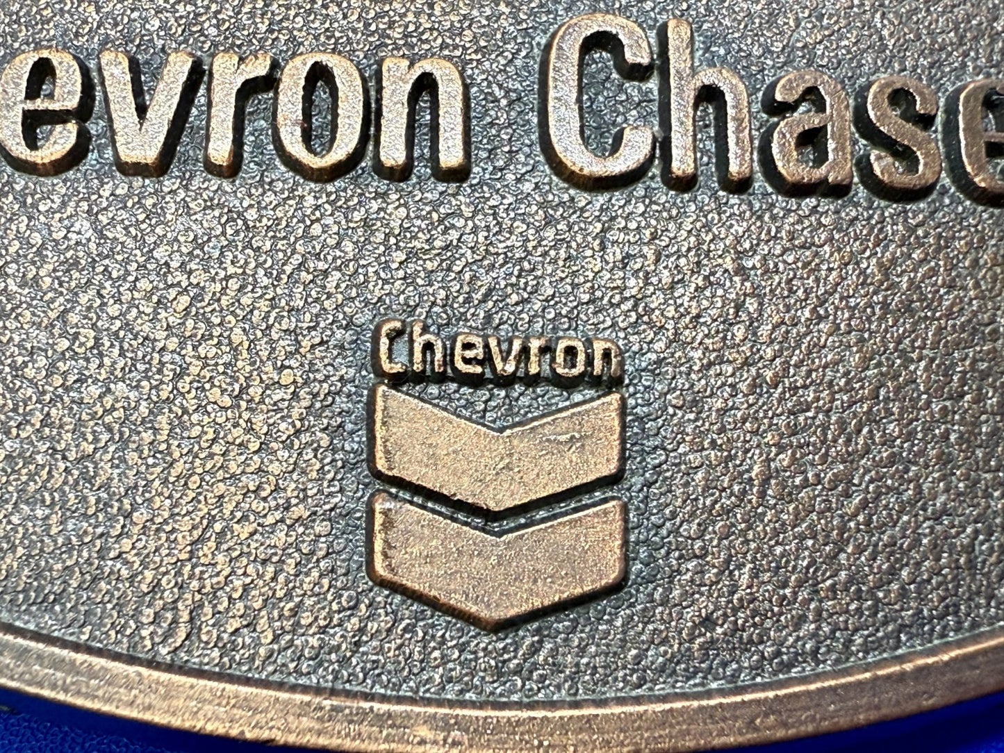 ATTA BOY Chevron Chaser Fuel Oil Mine Industry Rough Neck NOS Vtg. Belt Buckle