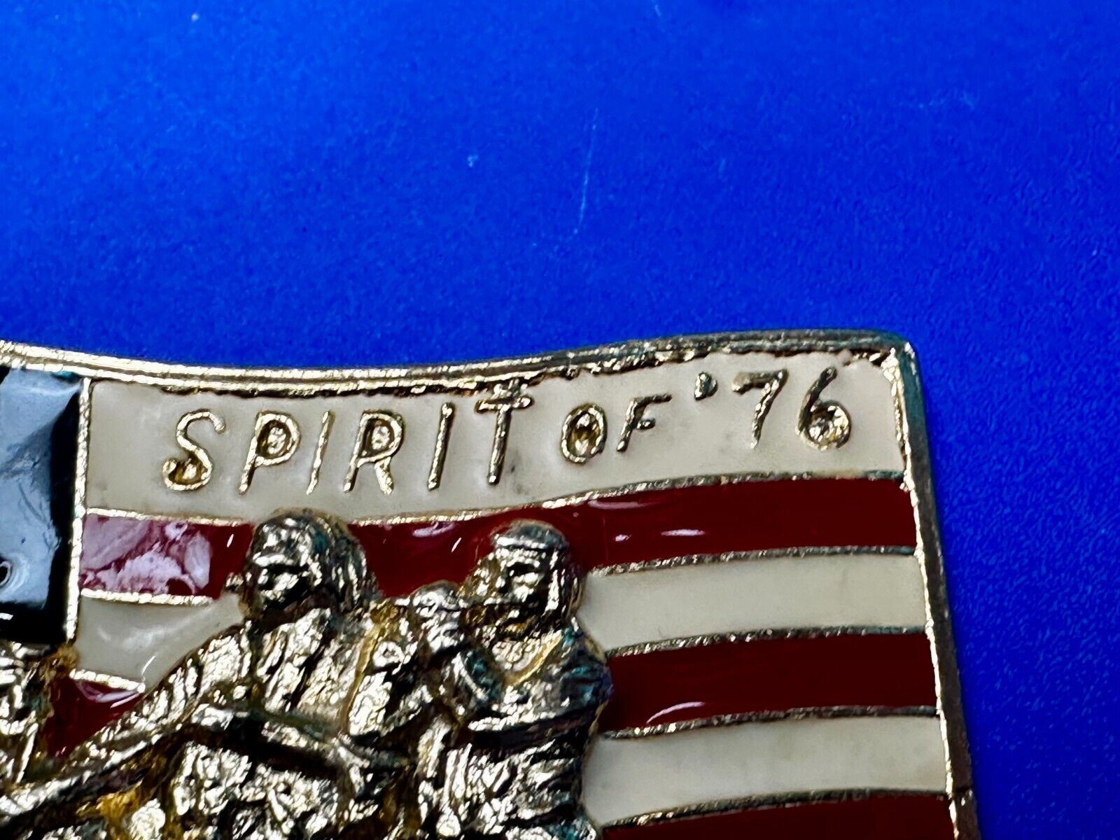 America Bicentennial Spirit of 76" Patriotic Flag Marching Band Belt Buckle