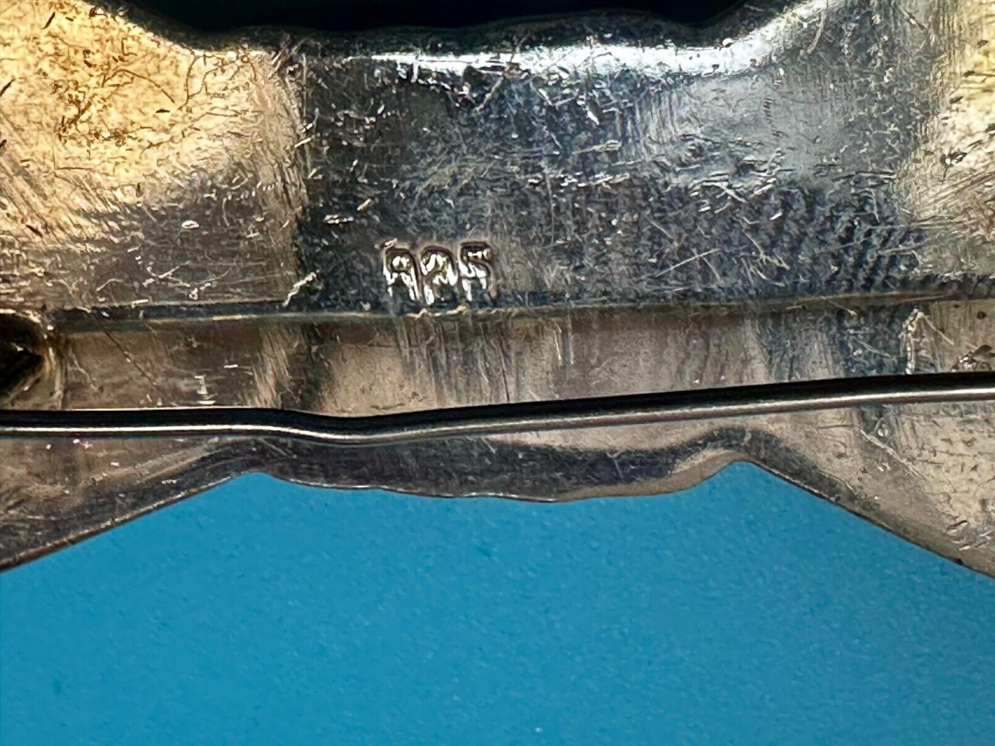 Shiny Bow Tie Ribbon Shaped Vintage 2.5" Wide Brooch Pin 925 Sterling Silver