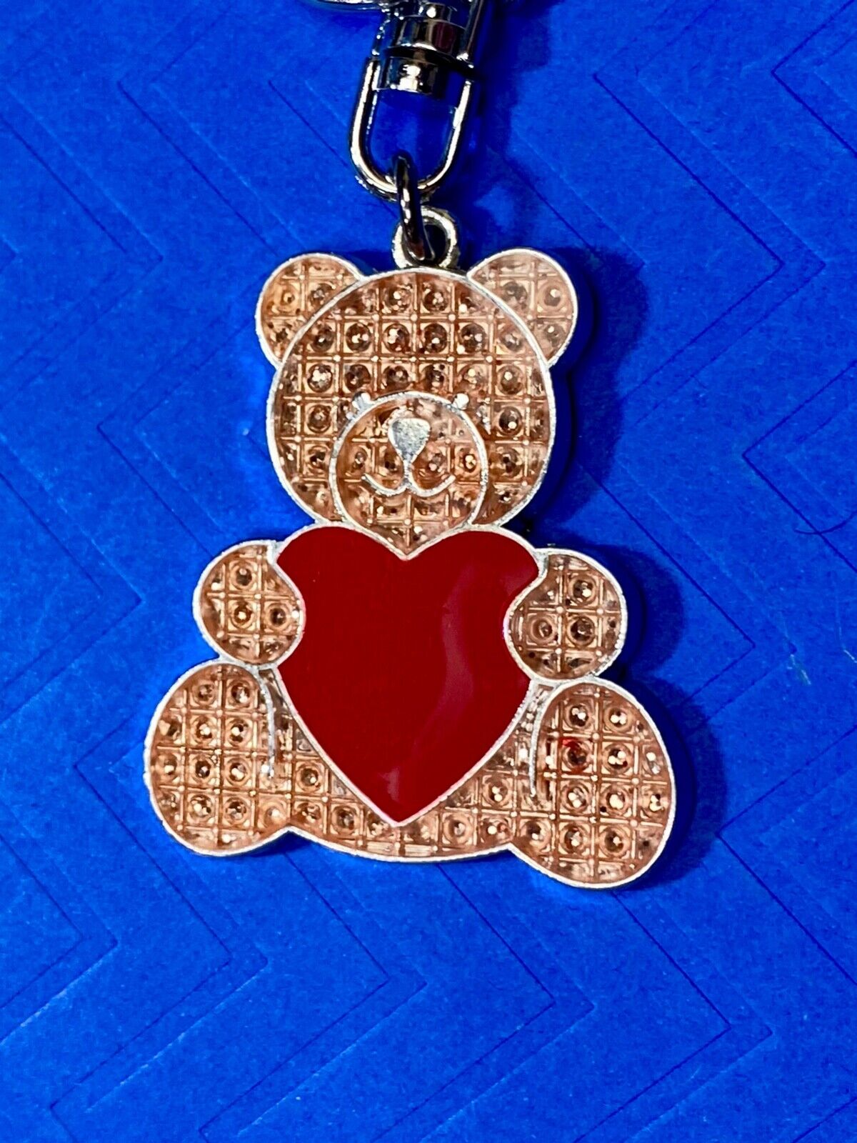 Adorable Teddy Bear holding Red Heart - Love Keychain - Key Ring Chain