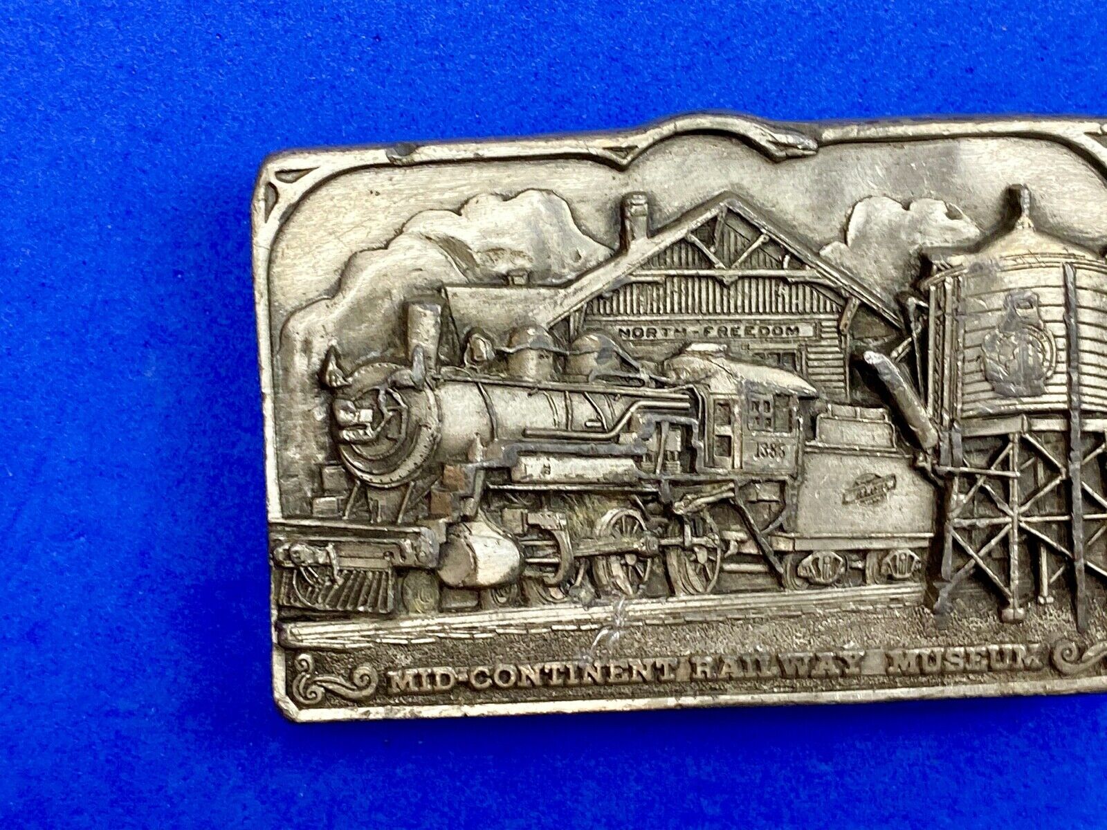 1980’s Mid Century Railroad Museum Steam Locomotive Train Belt Buckle 