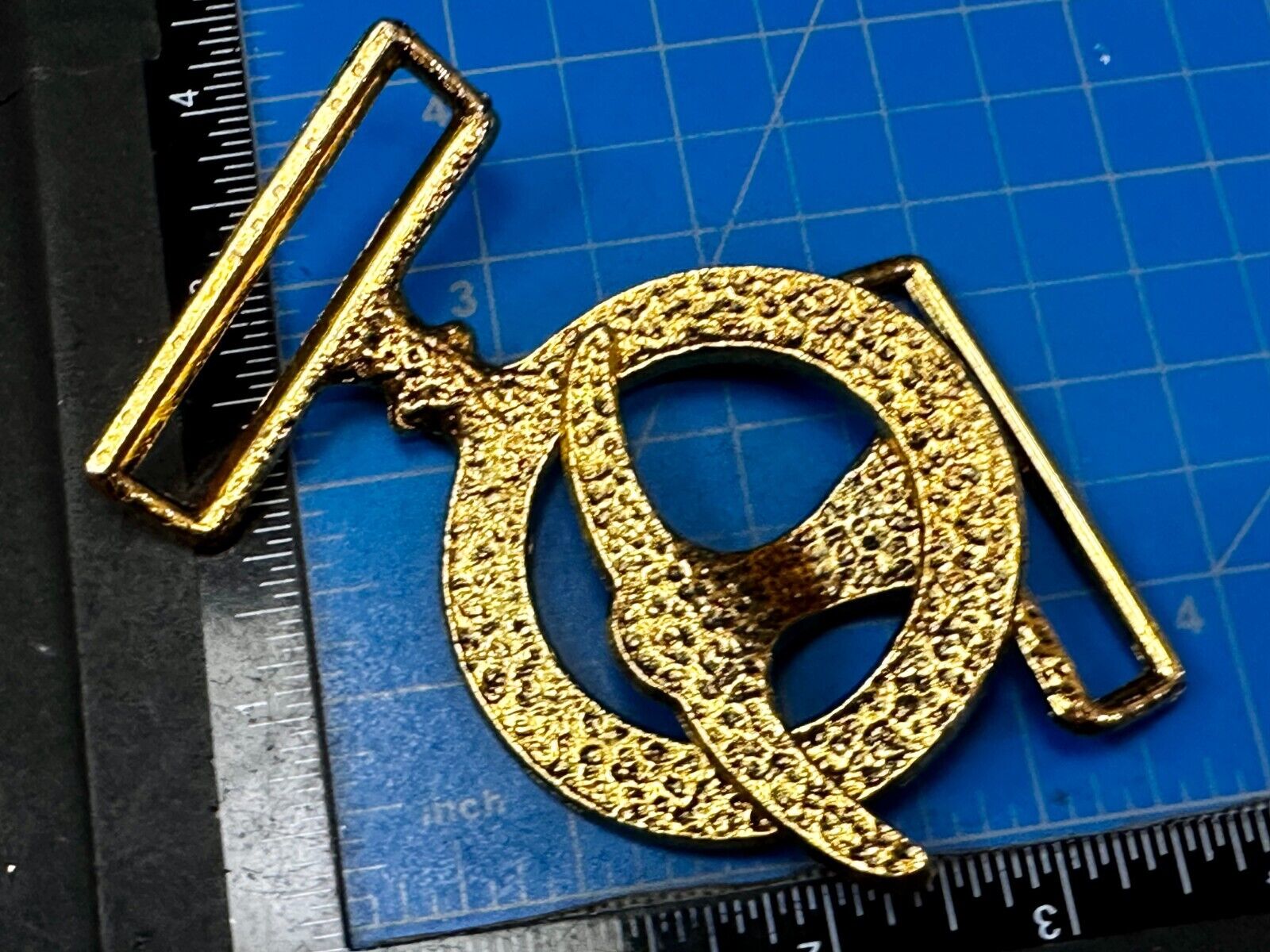 Two-Piece Interlocking Anchor? Open Work Gold Tone Vintage Belt Buckle