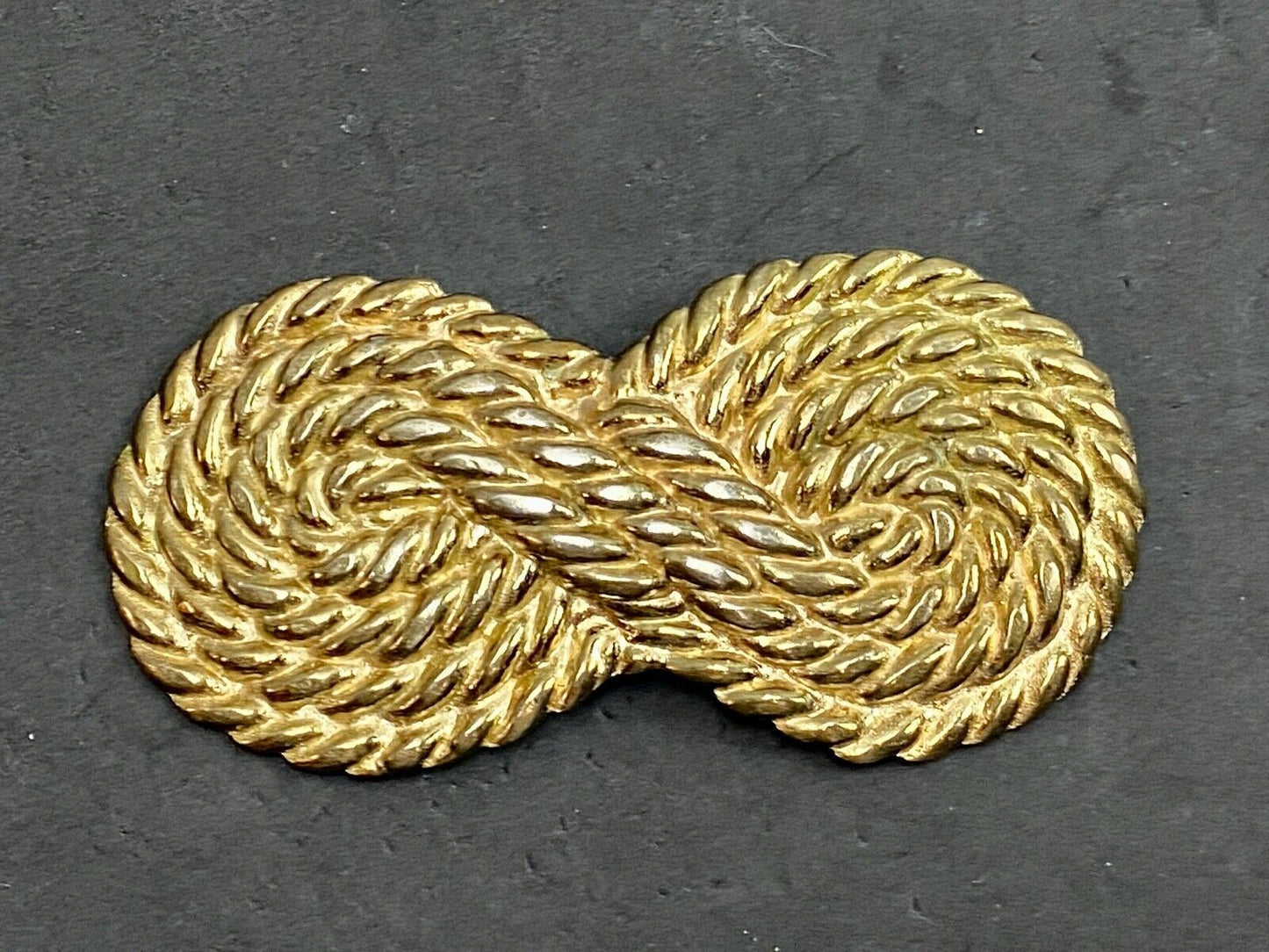 Vintage gold tone 4.5"  ROPE pattern Scarf shoe purse Belt Buckle Clip 
