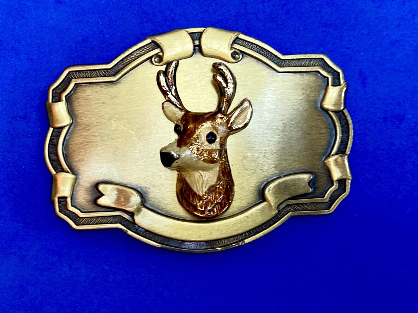 Vintage Deer Head Bust In Western Style Framed Belt Buckle Perfect Hunters Gift