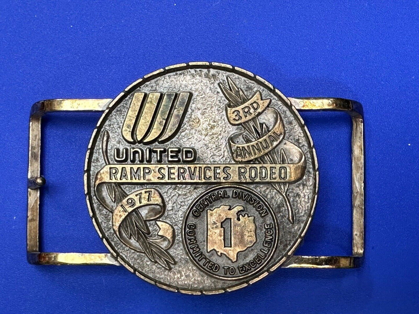 United Airlines Ramp Services Rodeo Central Division 3rd Annual 1977 Belt Buckle