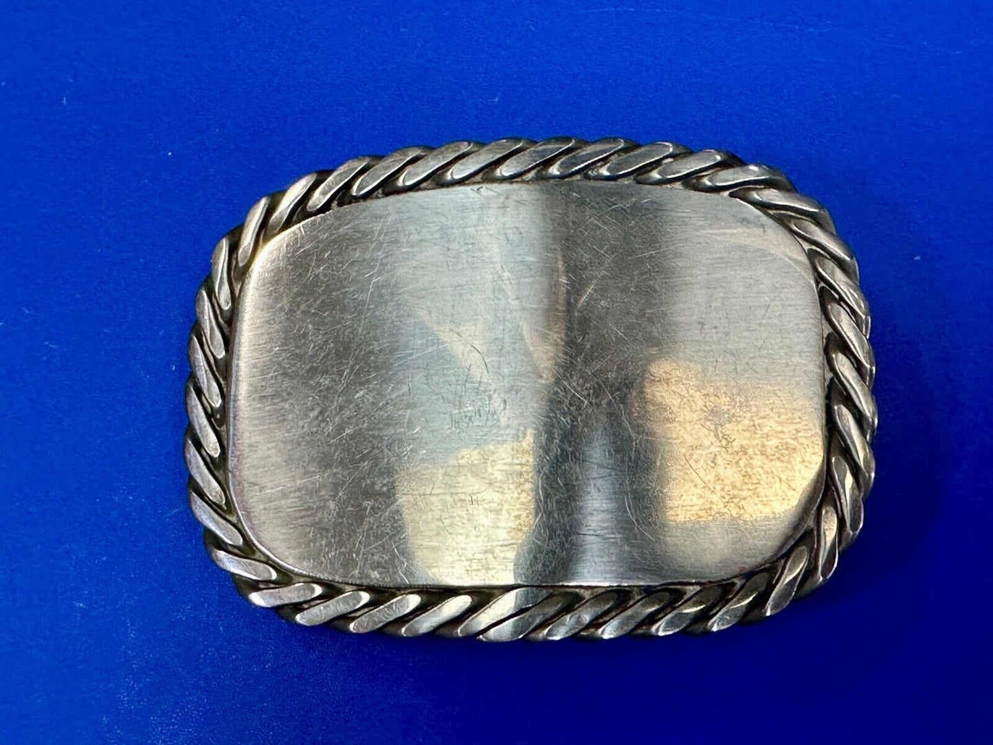 Artisan silver color belt buckle for craft project / wear - Thick rope boarder