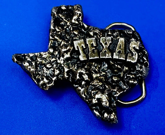 The Great State of Texas Cutout Map shaped Vintage Belt Buckle marked W