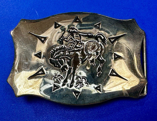 Vintage Cowboy Saddle Bronc western belt buckle by Chambers