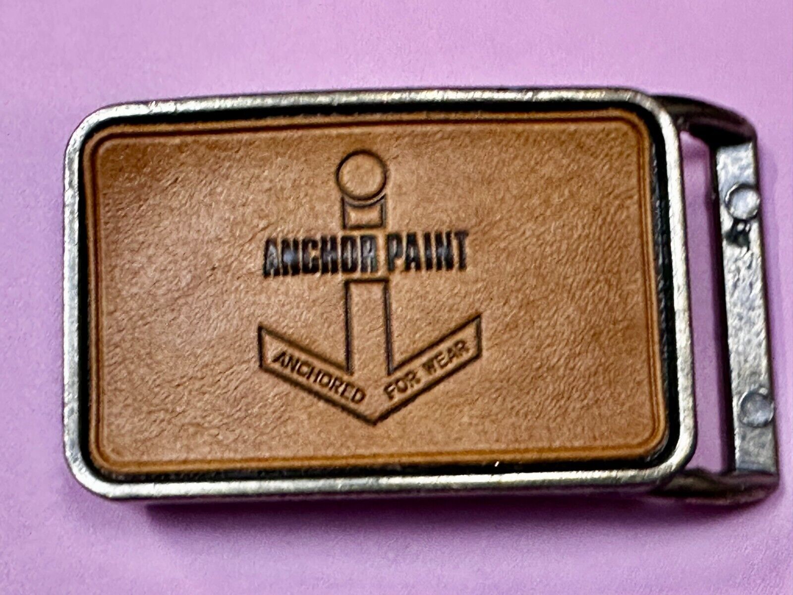 Anchor Paint Anchored For Wear Faux Leather on Metal Advertising Belt Buckle