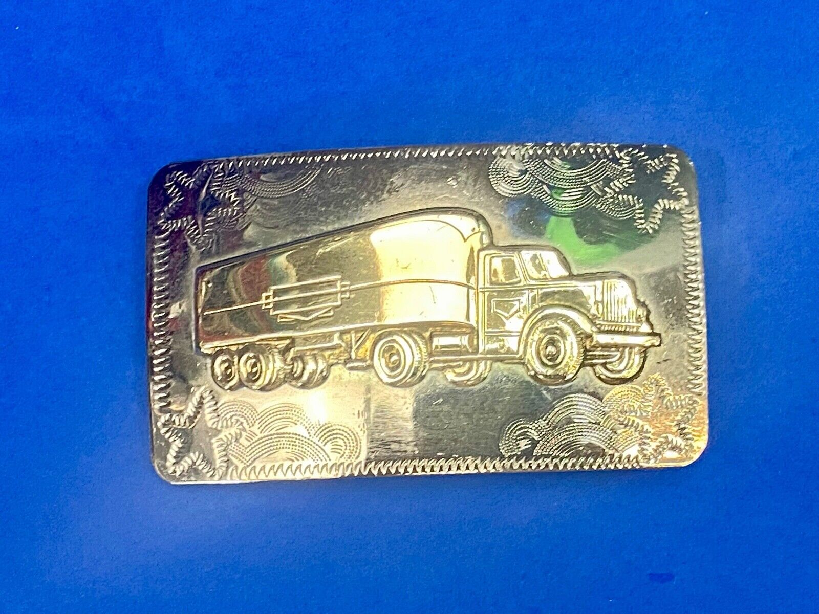 Big Rig Semi Truck Trailer Western Mixed Metal Vintage Drivers Belt Buckle 