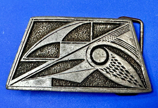 Abstract Modernist Fish Hippie Silver Color CDC Metalworks Vintage Belt Buckle