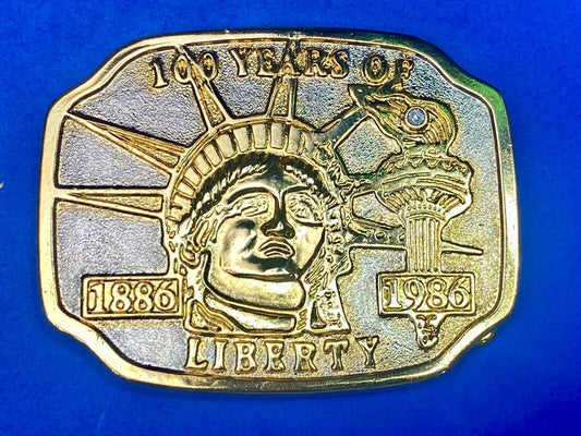  100 Years Of Liberty 1986 Belt Buckle Gold And Silver Color Lady Statue Torch 