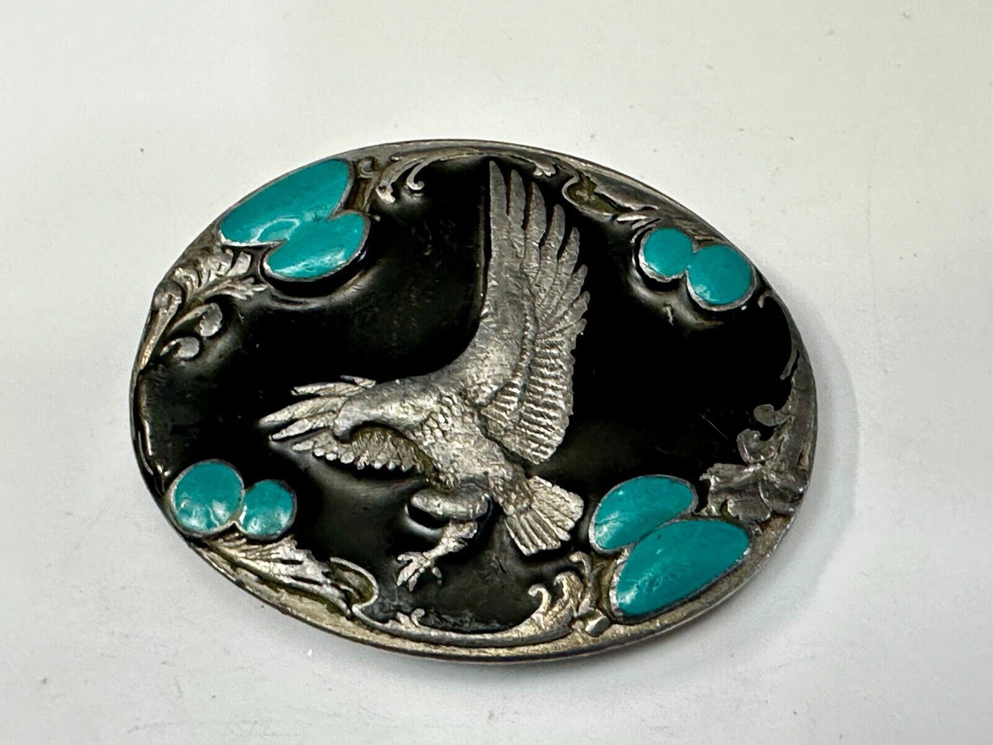 American Eagle Fly High Great Spirit Turquoise Cowboy Belt Buckle Sikiyou H-7