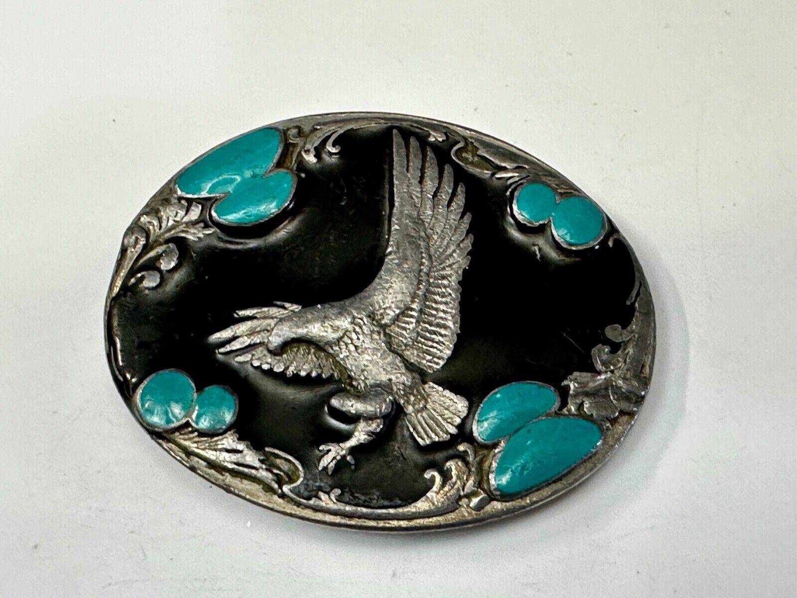 American Eagle Fly High Great Spirit Turquoise Cowboy Belt Buckle Sikiyou H-7