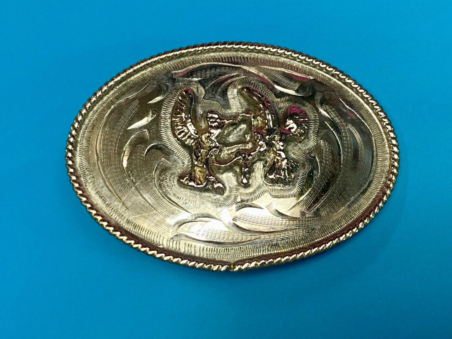 Vintage Fighting Hunting Birds?  Pre loved two tone western belt buckle  Repair