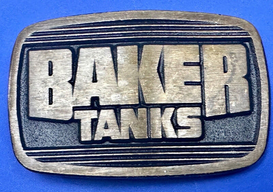 Baker Tanks Fluid Containers Mine Co. Promo solid brass Dynabuckle  belt buckle