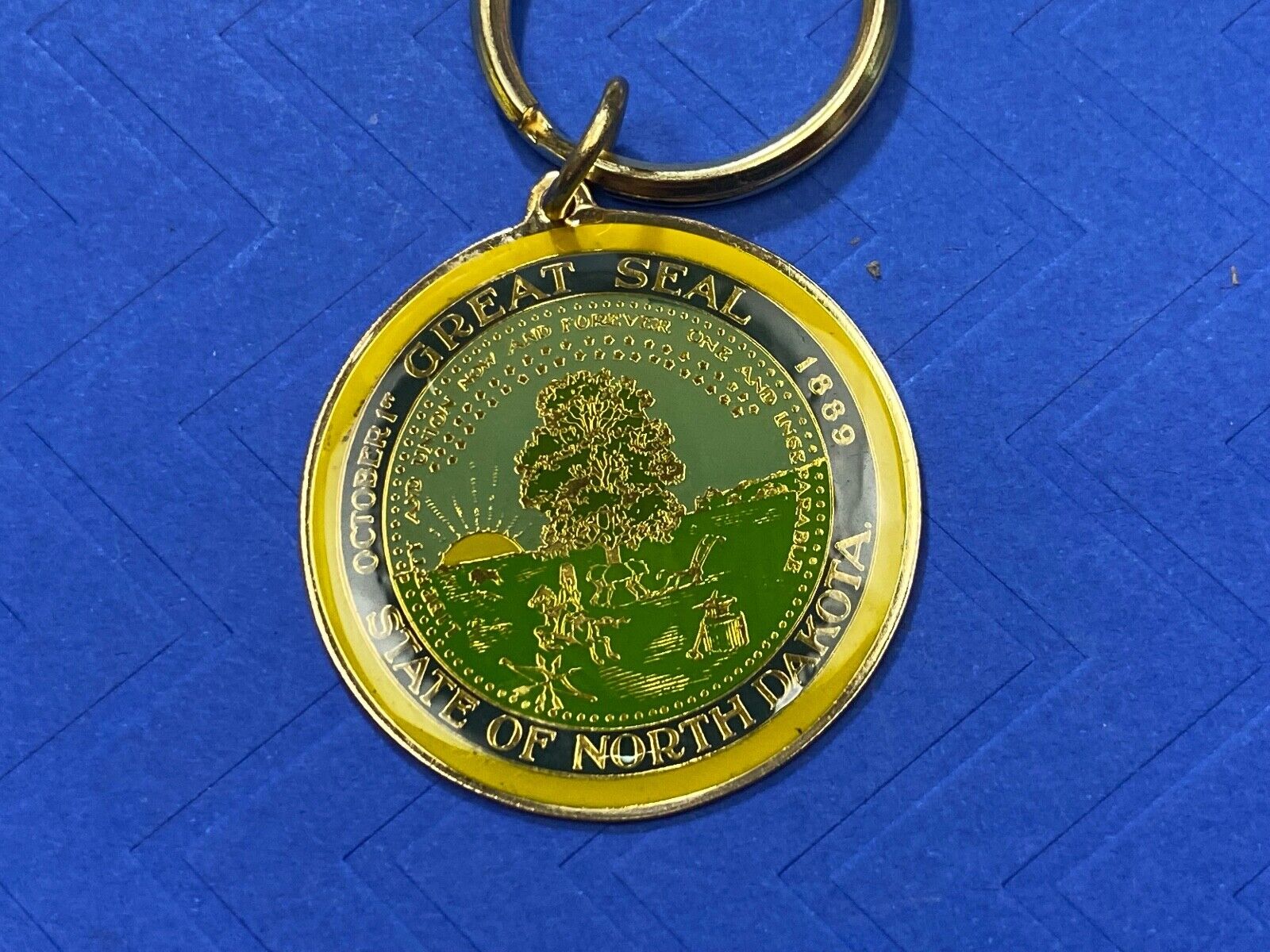 10 Lot  - The Great State Seal of North Dakota Keychain Key Ring Chain Resale