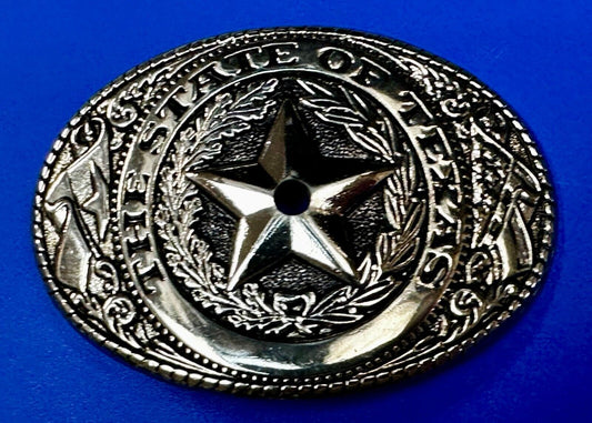 The Great State of Texas - Flag & Star Vintage Belt Buckle - LG HOLE IN CENTER