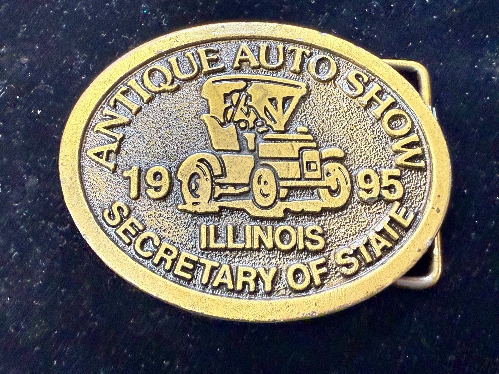 Antique Auto Show Secretary Illinois State 1995 Vintage Collectors Belt Buckle